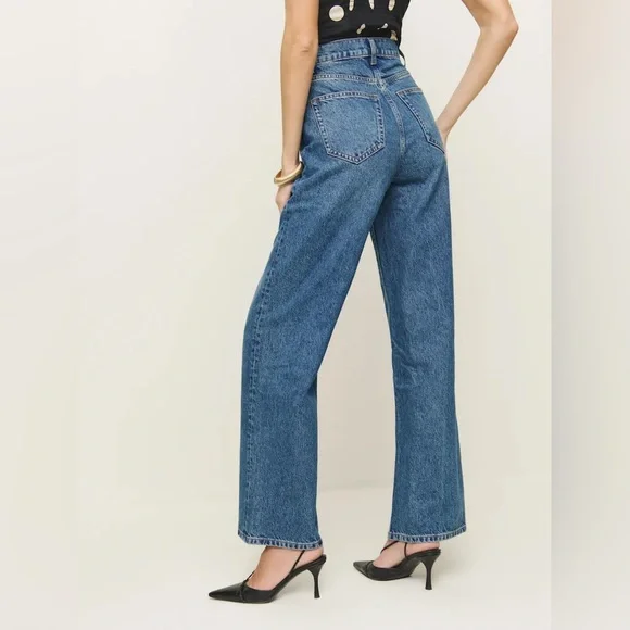 Reformation Wes High Rise Wide Leg Jeans Blue - Size 27 - Picture 3 of 5